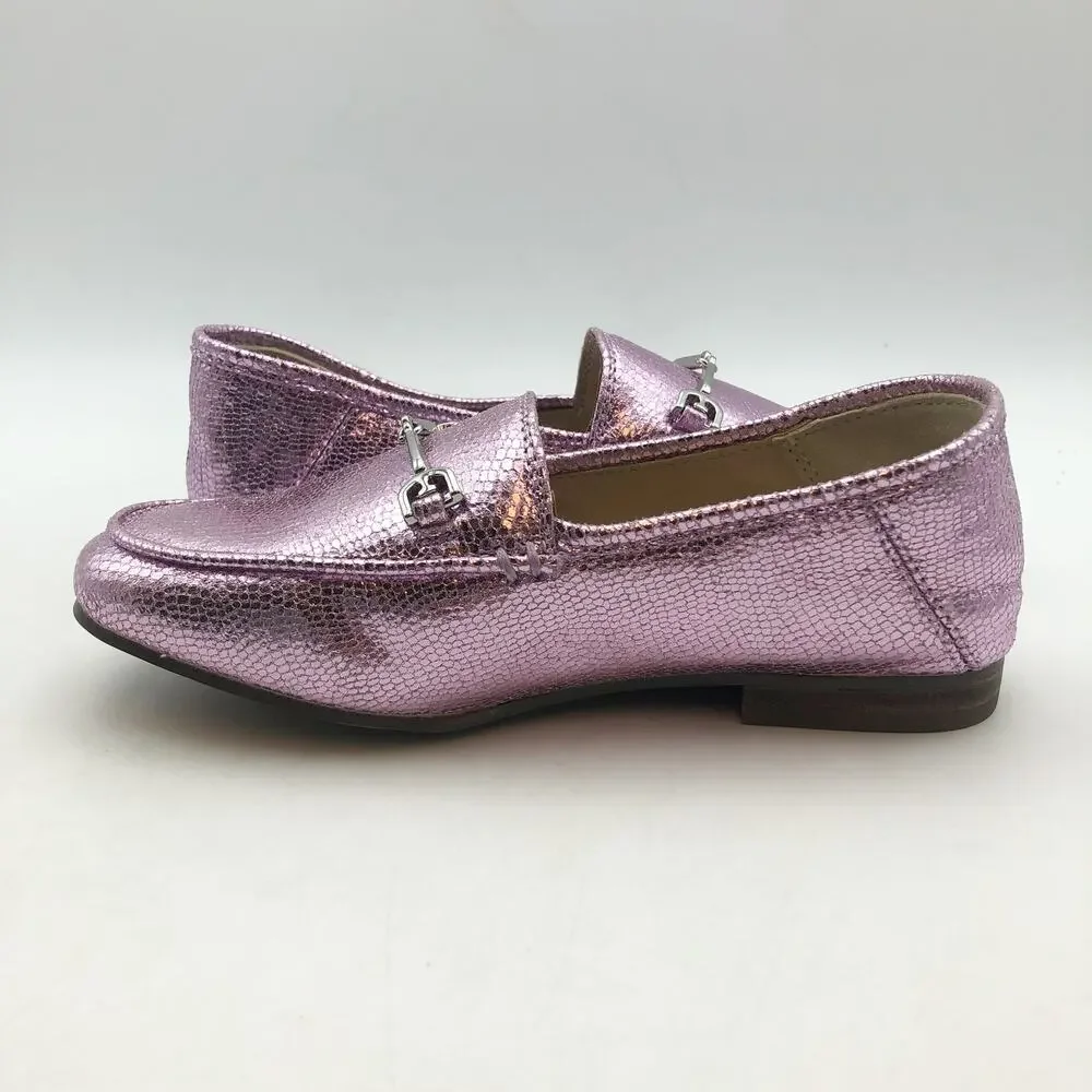Sam Edelman Girls Loraine Slip On Loafers Kids Size 12 Metallic Lilac Purple NIB